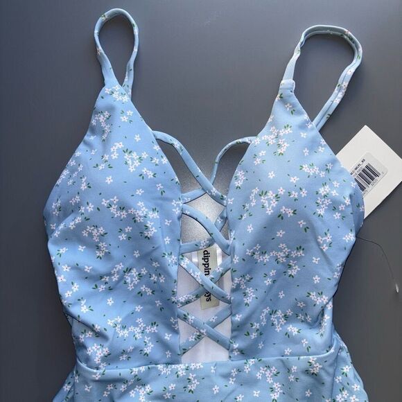 Dippin' Daisy's Bliss One Piece Swimsuit blue yellow floral new - Picture 10 of 12